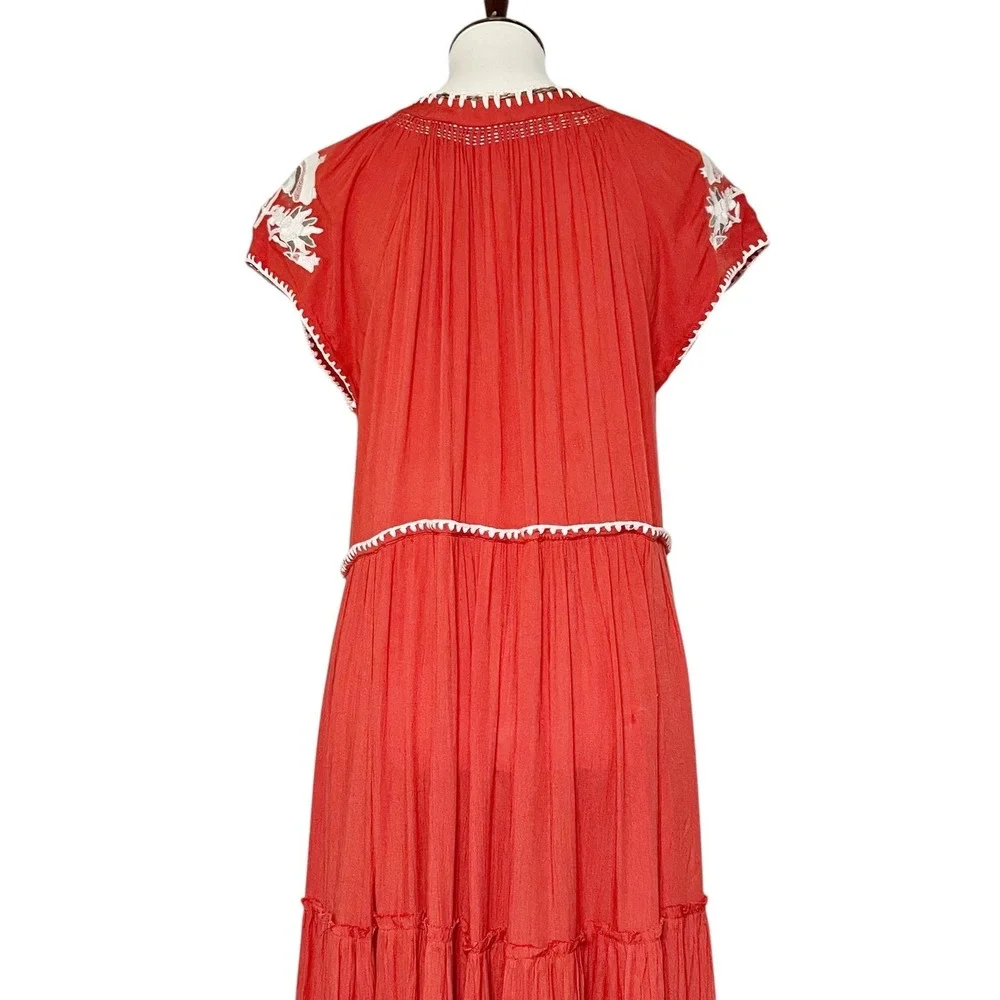 Free People Daisy Fields Maxi Dress Embroidered Tassel Tie Bohemian Boho XS - Picture 8 of 12